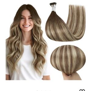 2 Boxes Full Shine  Long Wavy Balayage Blonde Micro Bead Brown Hair Extensions.